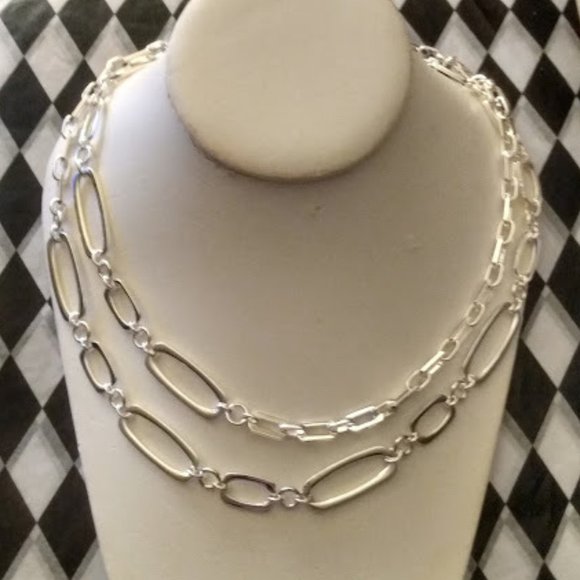 NAPIER Modern Silver Paperclip & Geometric Chain Link 42" Necklace**NEW! - Picture 2 of 7